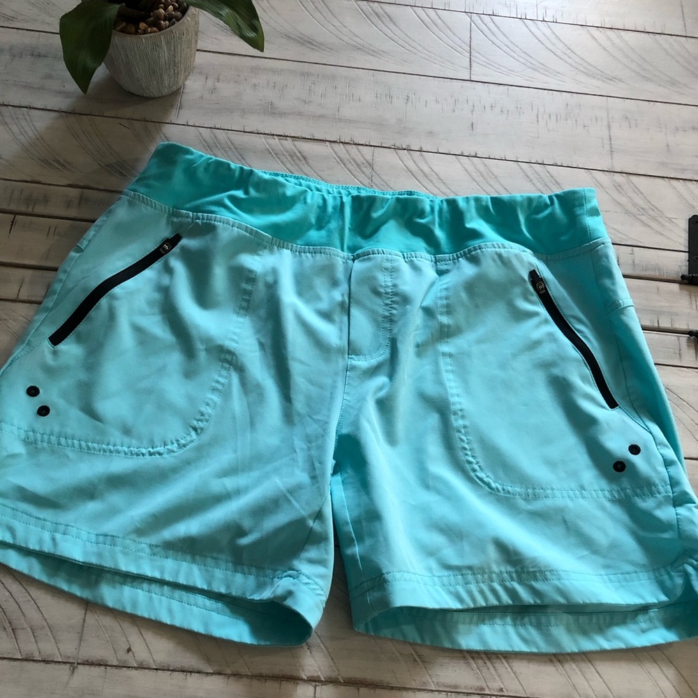 Final price 
aqua pull on short, quick drying. EUC size L